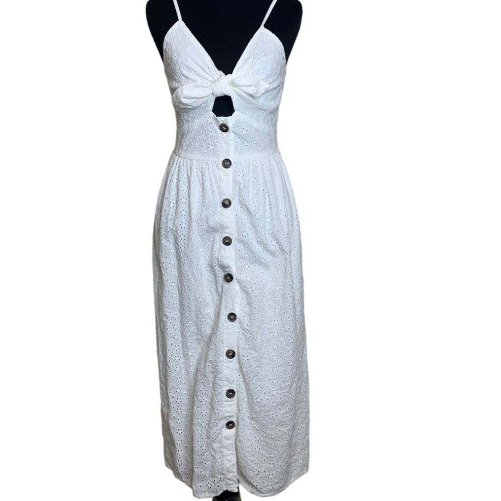 NWT JAPNA Eyelet Lace Midi Dress with Sweetheart Neckline